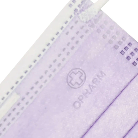 Kolorowa maseczka chirurgiczna medyczna 3-warstwy typ IIR fioletowa 50 szt x 24op