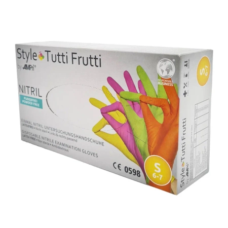 Rękawiczki nitrylowe S kolorowe AMPRI Style Tutti Frutti 96sztuk karton 10op