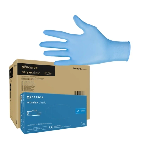 Rękawiczki nitrylowe M niebieskie Mercator Nitrylex Classic 100sztuk karton 10op