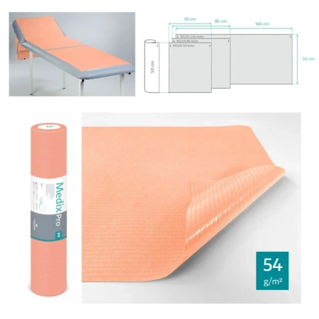 Podkład higieniczny na rolce 60cm x 50cm morelowy podfoliowany 54g MedixPro 480szt