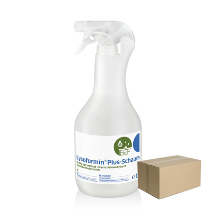 Bezalkoholowy płyn Lysoformin Plus-Schaum do szybkiej dezynfekcji delikatnych powierzchni 1l 12op