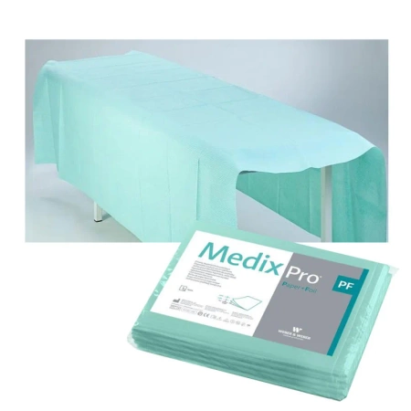 Prześcieradło jednorazowe 150cm x 210cm zielone podfoliowane 54g MedixPro 5szt