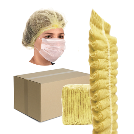 Czepki jednorazowe żółte clip flizelina 12g 100szt karton 20op