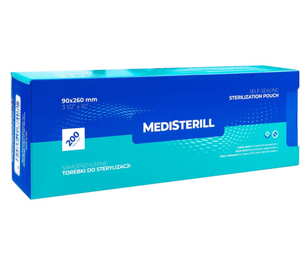 Torebki do sterylizacji narzędzi w autoklawie 90 x 260 mm samoprzylepne MEDISTERILL CLAVIER 200 szt