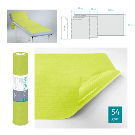 Podkład higieniczny na rolce 50cm x 50cm limonkowy podfoliowany 54g MedixPro 480szt