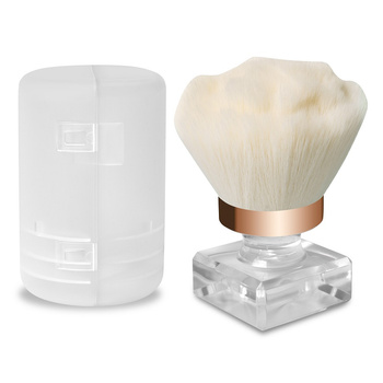 Pędzel do odpylania pyłu w etui, do paznokci, do makijażu, flower - white