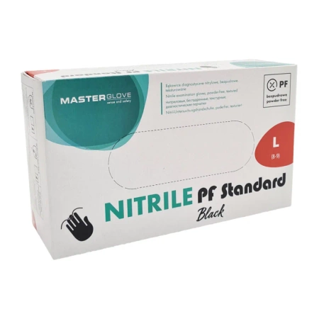Rękawiczki nitrylowe czarne L Master Glove Nitrile PF Standard Black 100szt karton 10op