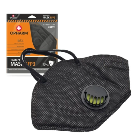 Maska ochronna FFP3 z zaworem oddechowym 5-warstw czarna 10 szt x 24op