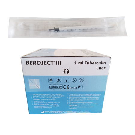 Strzykawka tuberkulinowa z igłą 1ml luer Beroject III 100 szt