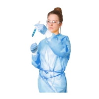 Fartuch medyczny flizelinowy wodoodporny niebieski z mankietem (flizelina + pe 25g) 10szt