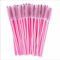 Szczoteczka Spiralka do Rzęs i Brwi, Clavier 50 szt. - jasno-różowa