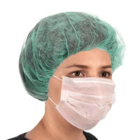 Czepki jednorazowe zielone beret flizelina 12g 100szt karton 20op