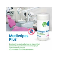 Alkoholowe chusteczki dezynfekujące do powierzchni nieiwazyjnych i wyposażenia Mediwipes Plus 100szt tuba 12op