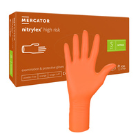 Rękawiczki nitrylowe S pomarańczowe Mercator Nitrylex High Risk 100szt