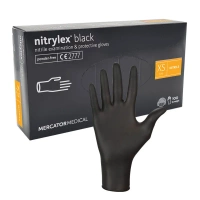 Rękawiczki nitrylowe XS czarne Mercator Nitrylex Black 100sztuk