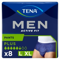 Tena Men Active Fit Pants, majtki chłonne, rozmiar L/XL, 95-130 cm, Plus, 8 sztuk