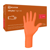 Rękawiczki nitrylowe L pomarańczowe Mercator Nitrylex High Risk 100szt