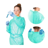 Fartuch medyczny flizelinowy wodoodporny zielony z gumką (flizelina + pe 40g) 100szt