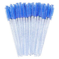 Szczoteczka spiralka - do rzęs, 50 szt. - niebieska, kryształ