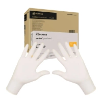 Rękawiczki lateksowe XS pudrowane Santex powdered finger txt 100sztuk karton 10op