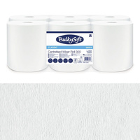 Ręcznik papierowy bezpyłowy 300m długi bez kleju bez smug  biały 1 warstwa w roli biały Bulkysoft Classic 6 rolek